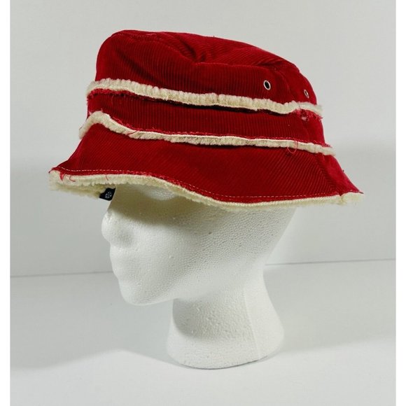 Gap Bucket Hat Red Corduroy Sherpa Lined Unisex S/M Warm Y2K Fashion Cap Winter - Picture 3 of 9